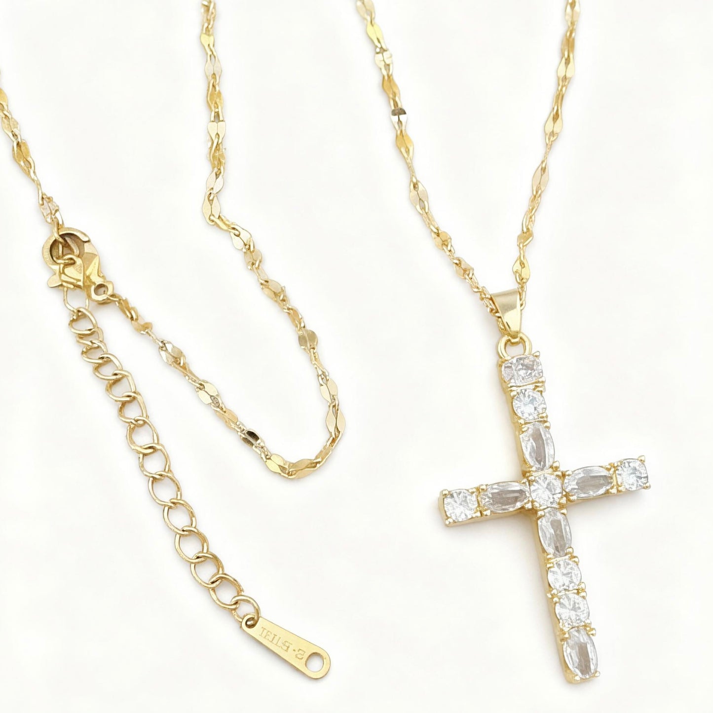 Golden Rhinestone Cross Chain