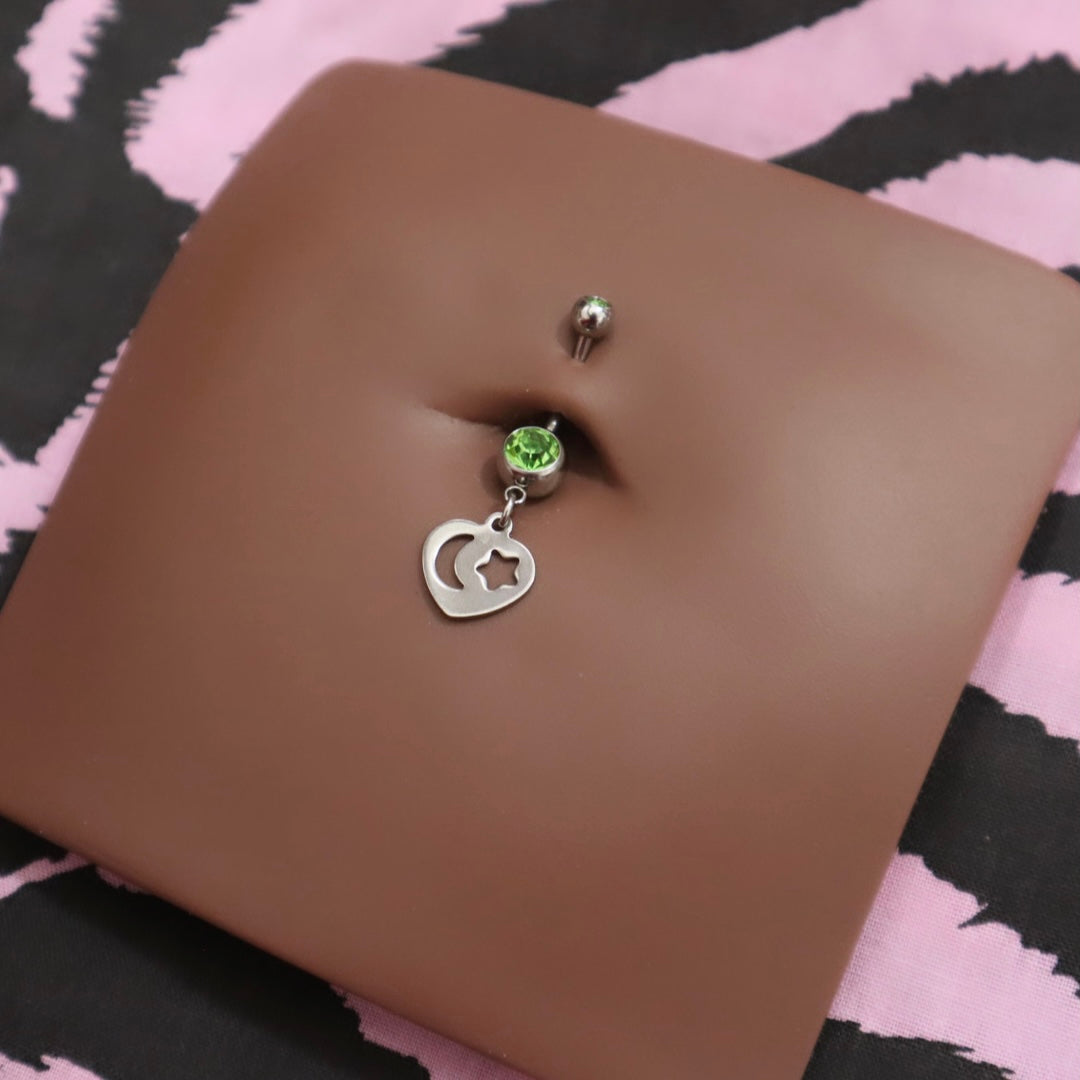 Green Night Love Belly Piercing