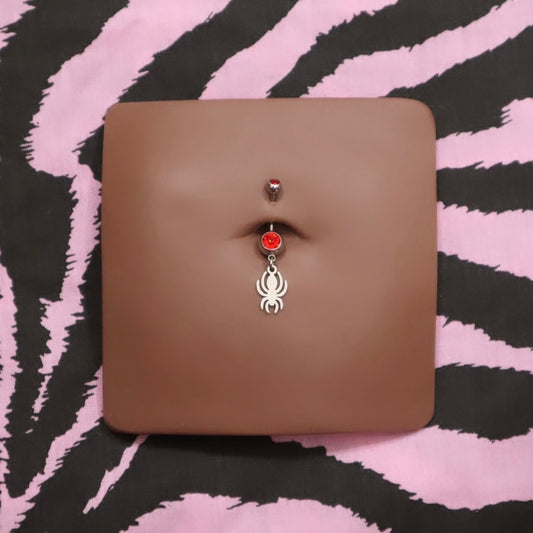 Red Hot Spider Belly Piercing