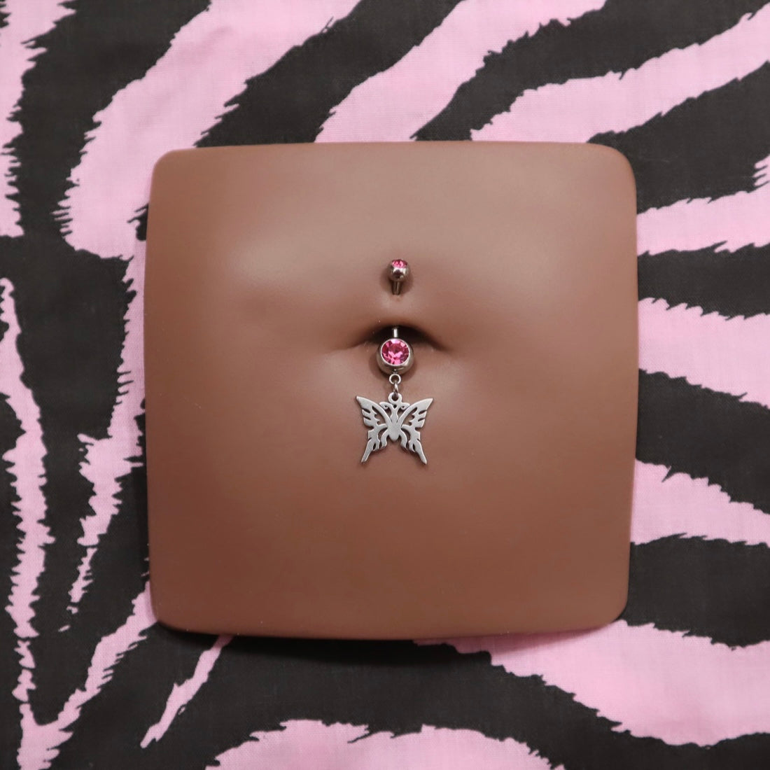 Pink Butterfly Belly Piercing