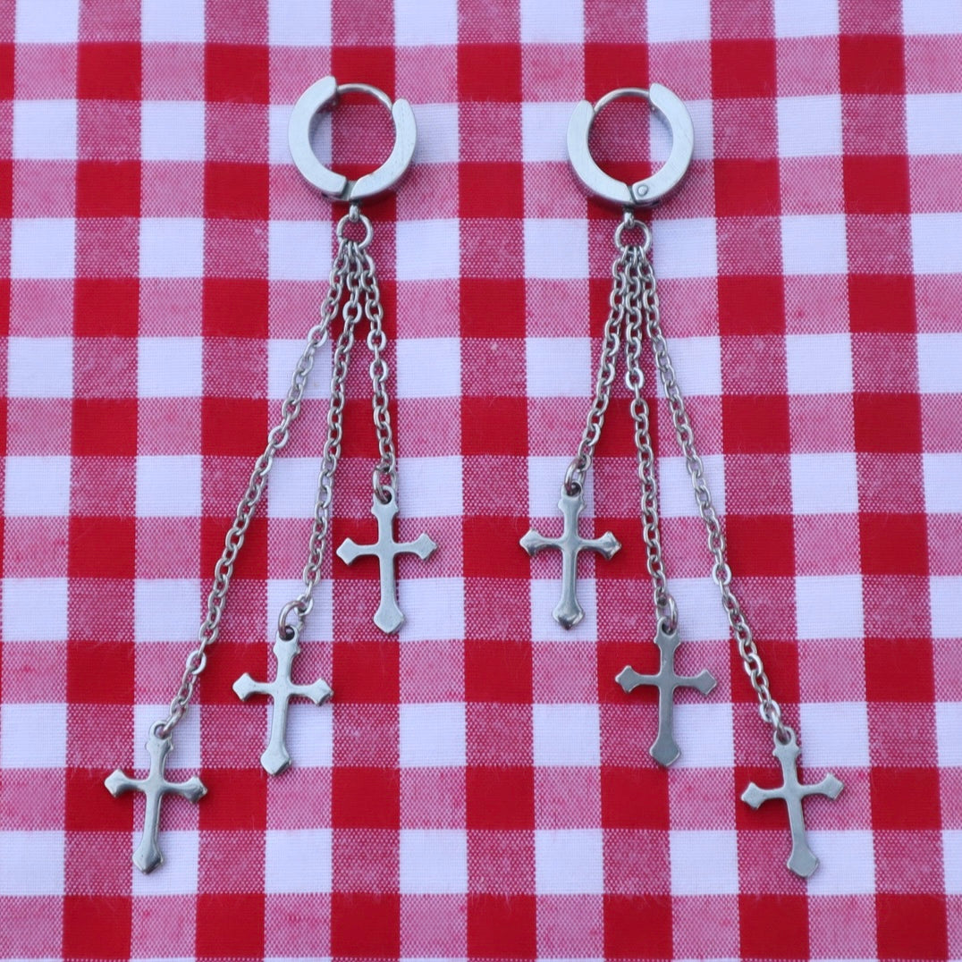 Mini Cross Earrings