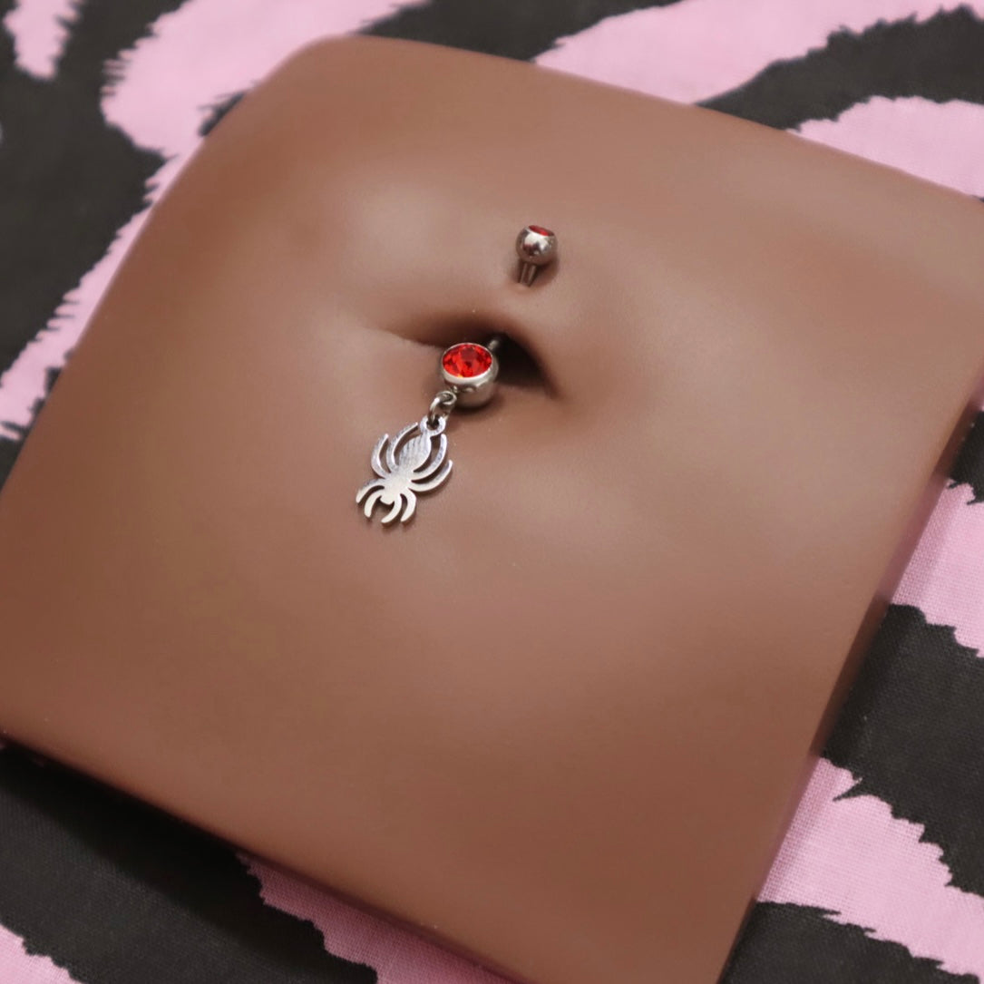 Red Hot Spider Belly Piercing