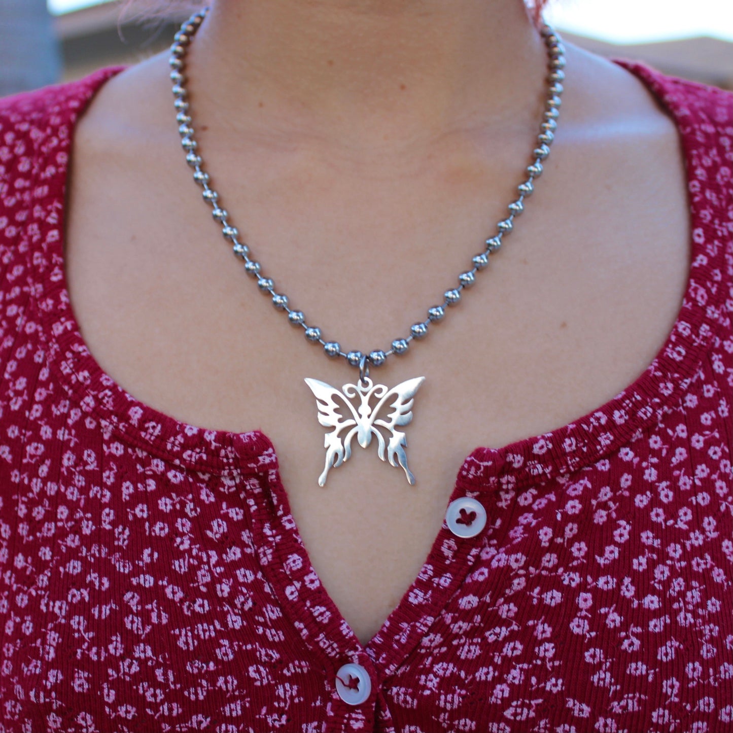 Tribal Butterfly Ball Chain