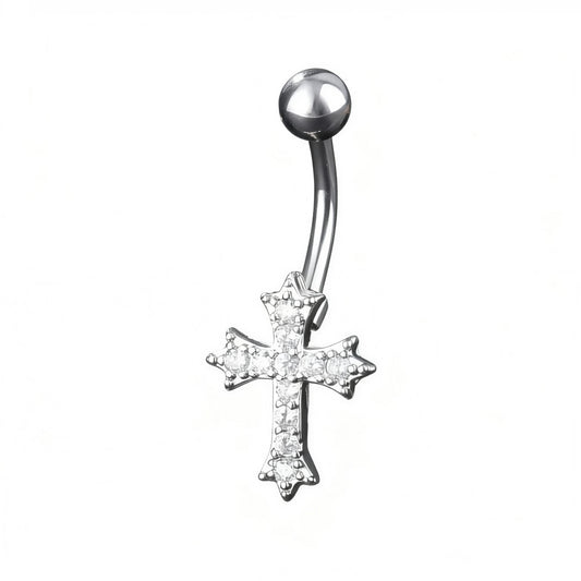Huggie Cross Belly Piercing