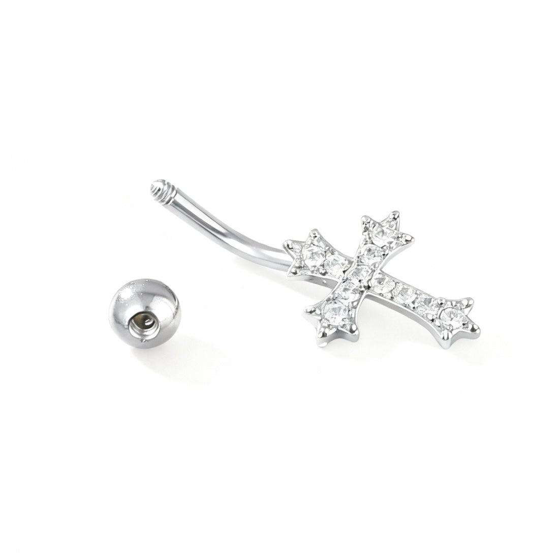 Huggie Cross Belly Piercing
